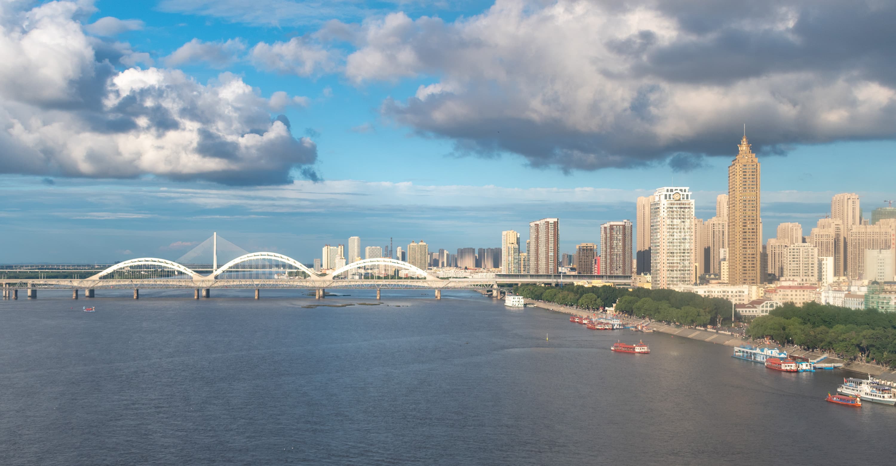 Harbin skyline along the Songhua River